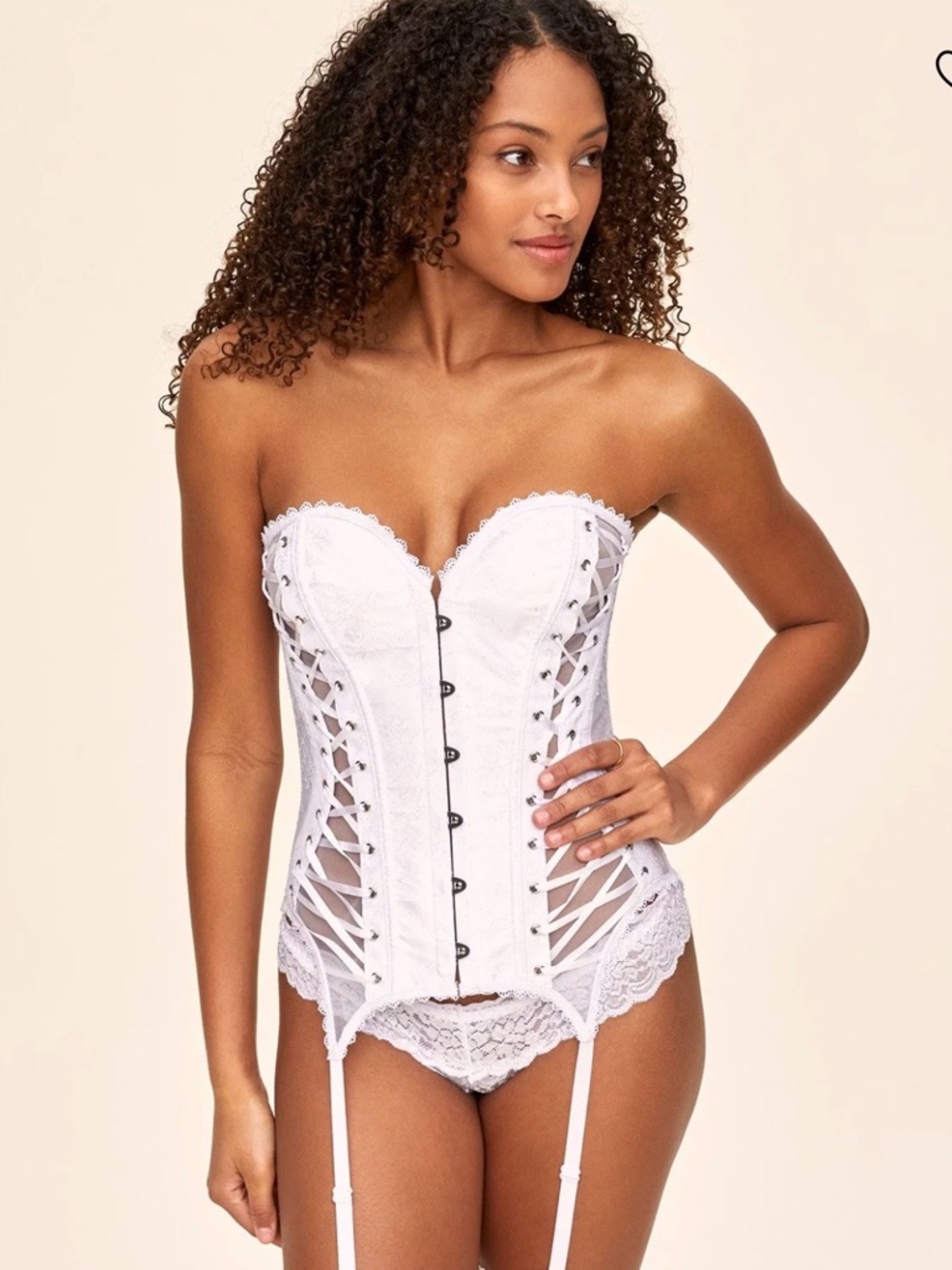Adore Me White Lace Corset - Size Medium - Bridal Lingerie Garter Set